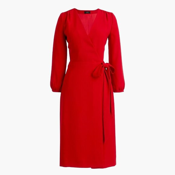 J. Crew NWT Wrap Dress in 365 Crepe Festive Red Size‎ 4 - Picture 2 of 8